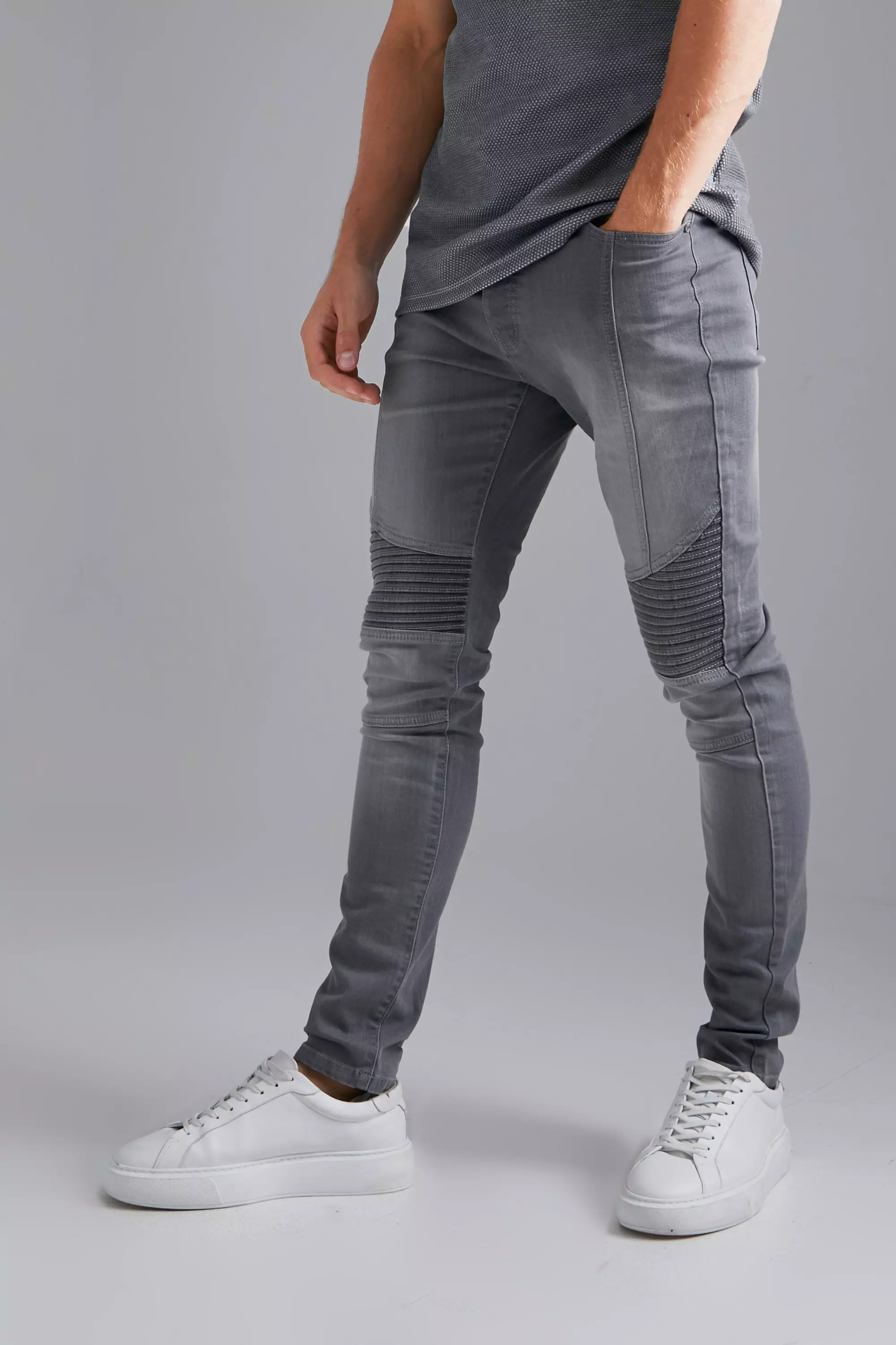 Light grey clearance biker jeans